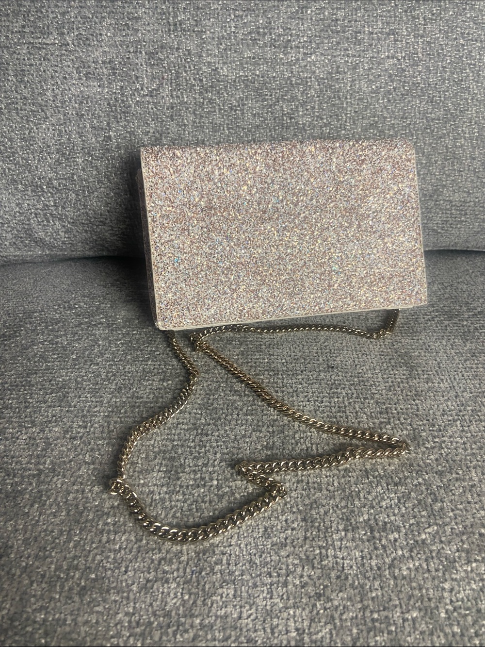 Aldo Glitter Clutch with Gold Chain - Rose Gold Sparkle - Picture 3 of 6